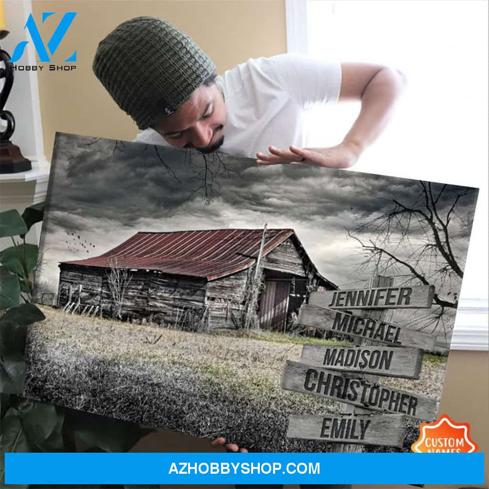 Personalized Canvas, Name Storm Barn With Names Canvas Wall Art Gift For Family