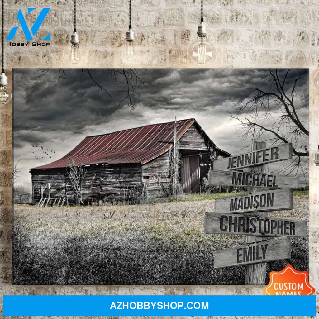 Personalized Canvas, Name Storm Barn With Names Canvas Wall Art Gift For Family