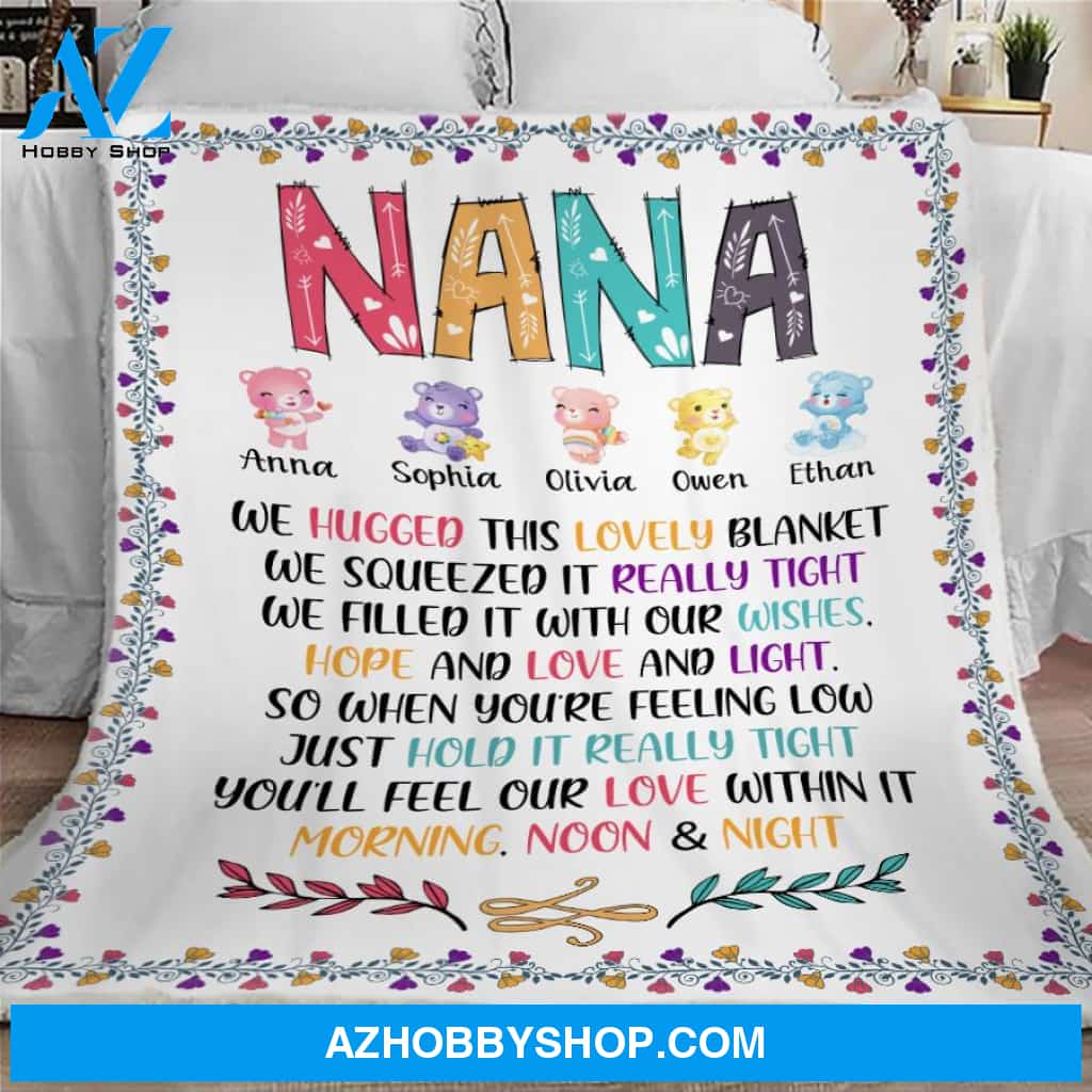 Personalized Cute Nana Blanket, Nana Blanket, Letter From Grandkids For Nana, Mother's Day Gift for Nana, Fleece Sherpa Woven Blanket