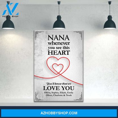 Nana Heart Multi-Names Premium Canvas
