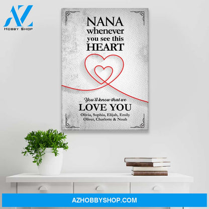 Nana Heart Multi-Names Premium Canvas