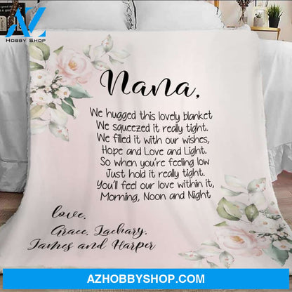 Nana Name Blanket, Gift For Nana, Grandma Gift, We Hugged This Blanket Throw, Nana Blanket, Grandma Gift, Fleece Blanket, Sherpa Blanket