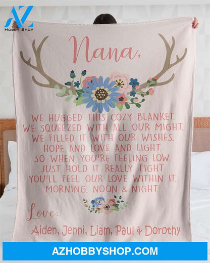 Nana Pink Blanket, Pink Fleece Blanket, Pink Sherpa Blanket
