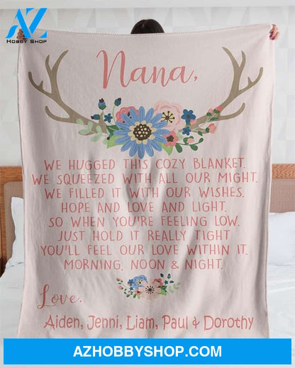 Nana Pink Blanket, Pink Fleece Blanket, Pink Sherpa Blanket