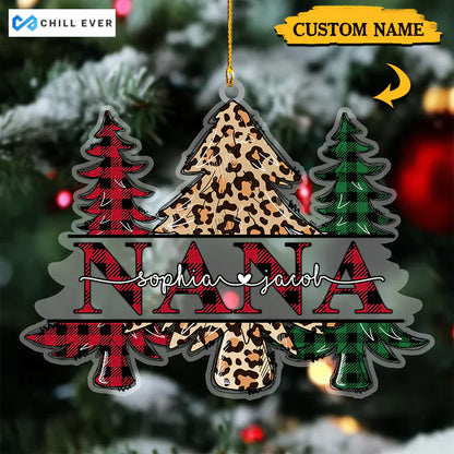Merry Christmas Trees Grandma And Kids Acrylic Ornament CTH01