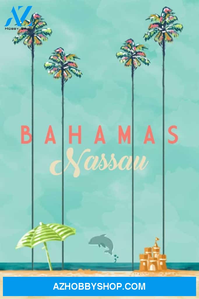 Nassau Bahamas Tall Palms Beach Scene 95393