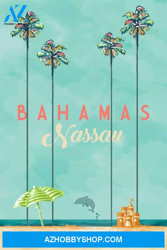 Nassau Bahamas Tall Palms Beach Scene 95393