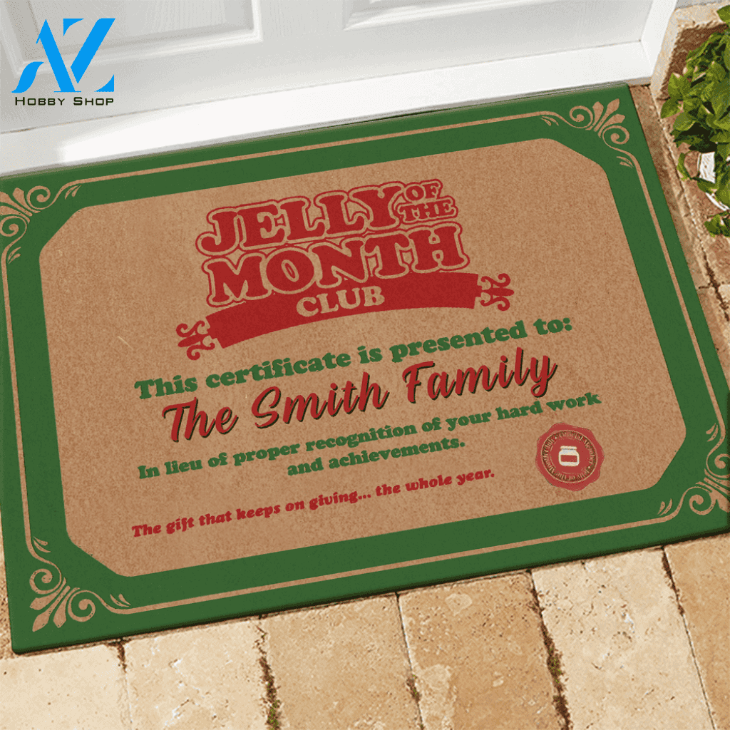 National Lampoon's Christmas Vacation Doormat Customized Name Jelly Of The Month Club Certificate | Welcome Mat | House Warming Gift