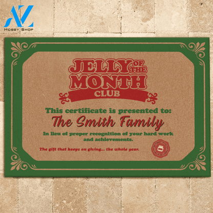 National Lampoon's Christmas Vacation Doormat Customized Name Jelly Of The Month Club Certificate | Welcome Mat | House Warming Gift