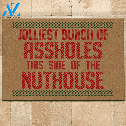 National Lampoons Christmas Vacation Doormat Jolliest Bun Of Assholes