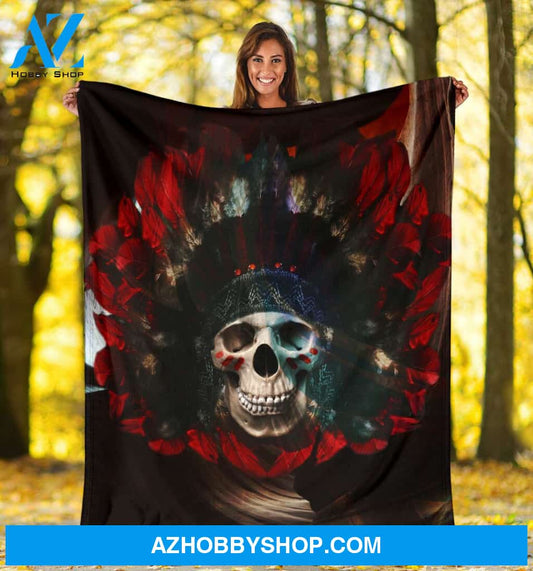 Native Art Skull Inspired Fleece Blanket