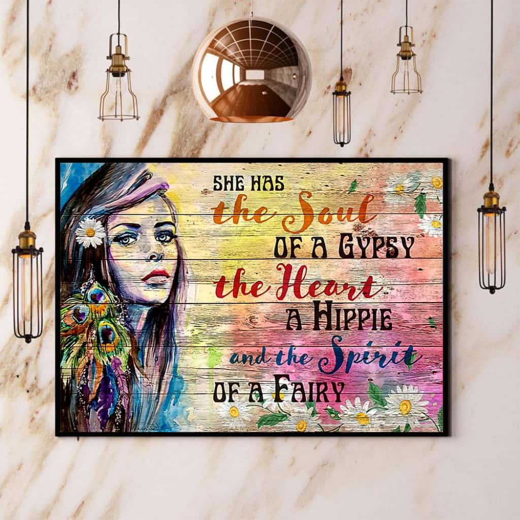 Native Girl She Has The Soul Of A Gypsy The Heart A Hippie Paper Poster No Frame Matte Canvas Wall Decor