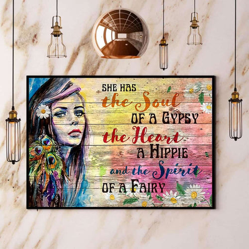 Native Girl She Has The Soul Of A Gypsy The Heart A Hippie Paper Poster No Frame Matte Canvas Wall Decor