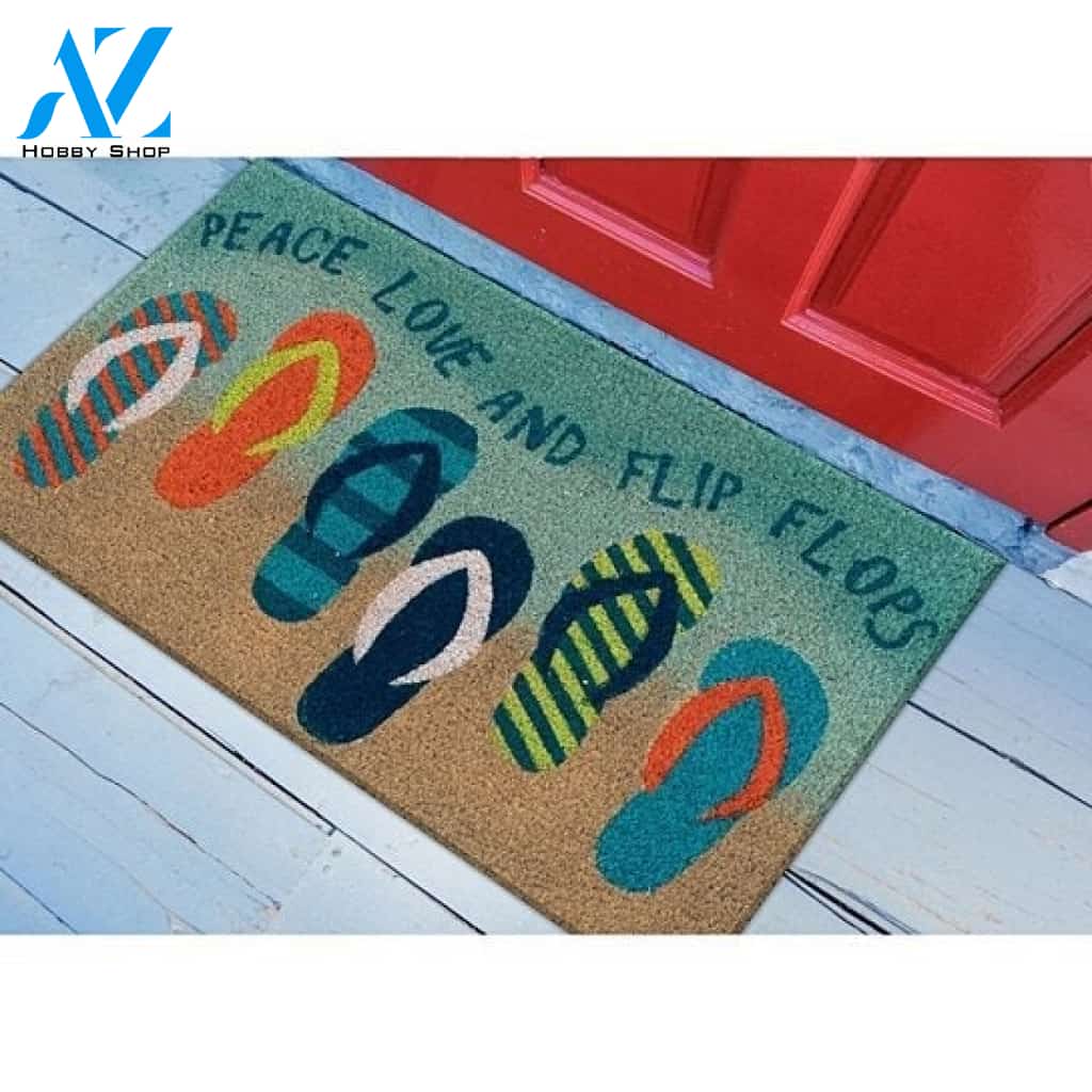 Natura Flip Flops Outdoor Doormat Ombre Blue Indoor And Outdoor Doormat Warm House Gift Welcome Mat Birthday Gift For Beach Lovers