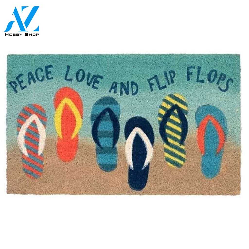 Natura Flip Flops Outdoor Doormat Ombre Blue Indoor And Outdoor Doormat Warm House Gift Welcome Mat Birthday Gift For Beach Lovers
