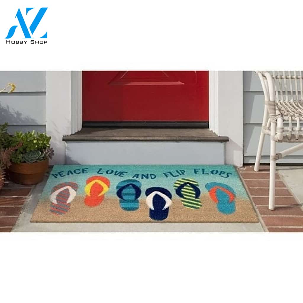 Natura Flip Flops Outdoor Doormat Ombre Blue Indoor And Outdoor Doormat Warm House Gift Welcome Mat Birthday Gift For Beach Lovers