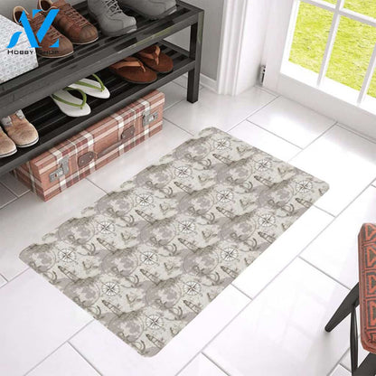 Nautical Map Design Themed Print Rubber Doormat