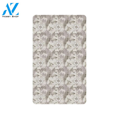 Nautical Map Design Themed Print Rubber Doormat