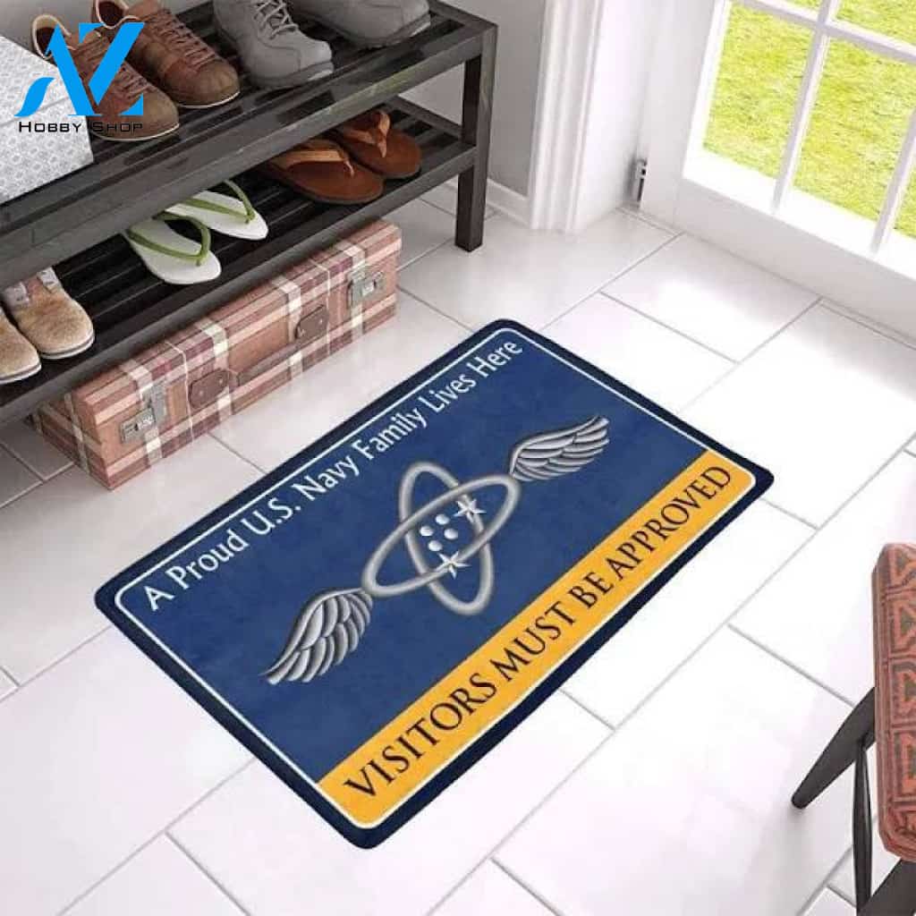 Navy Aviation Electronics Technician Navy AT Family Welcome Doormat Warm House Gift Welcome Mat Gift for Friend Family