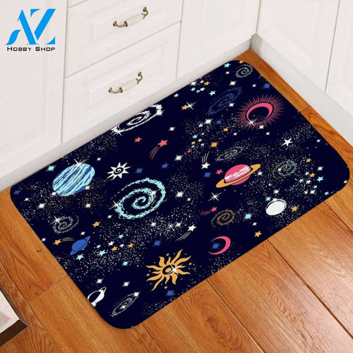 Navy Cartooned Planetary Printed Doormat Home Decor