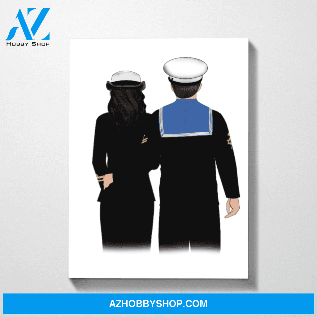 Navy Couple Customized Premium Canvas