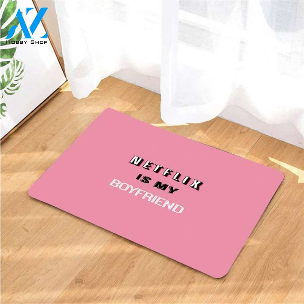 netflix is my boyfriend girl stuff pink nation doormats