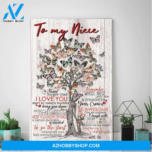 Personalized To My Niece Canvas, Never Forget That I Love You, You Are My Sunshine Canvas Wall Art