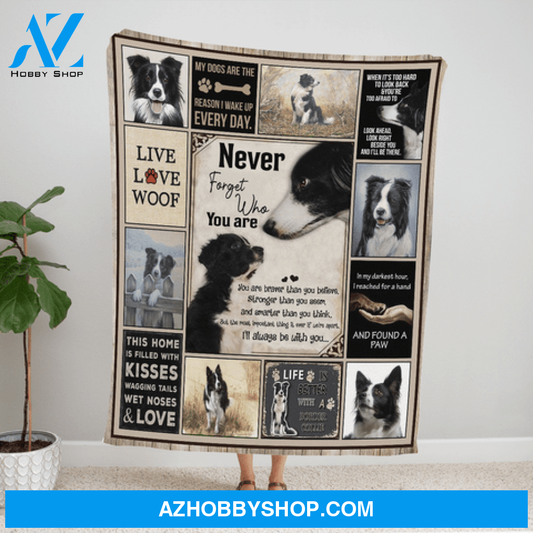 Never Forget Who You Are, Border Collie Blanket Gift For Dog Lovers 