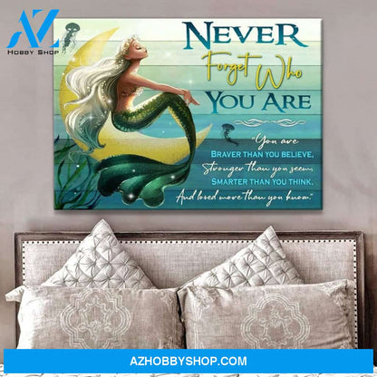 Never Forget Who You Are Mermaid Wall Art Canvas