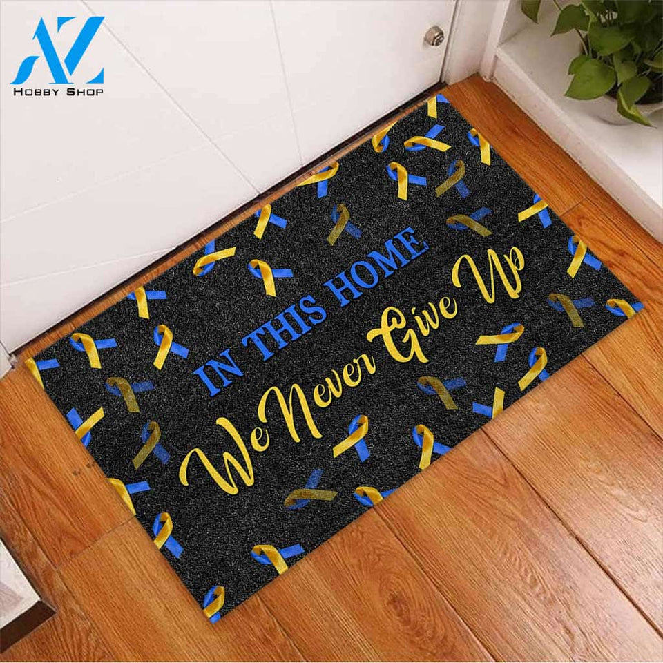 Never Give Up - Down Syndrome Awareness Doormat