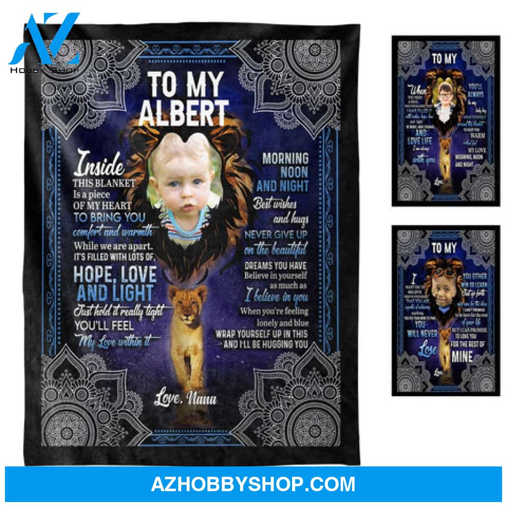 Never Give Up On The Beautiful - Personalized Photo Blanket - Gift For Grandson
