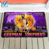 Never Mind The Witch Beware Of The German Shepherd Halloween Funny Doormat Gift For Dog Lovers Home Decor Warm House Gift Welcome Mat