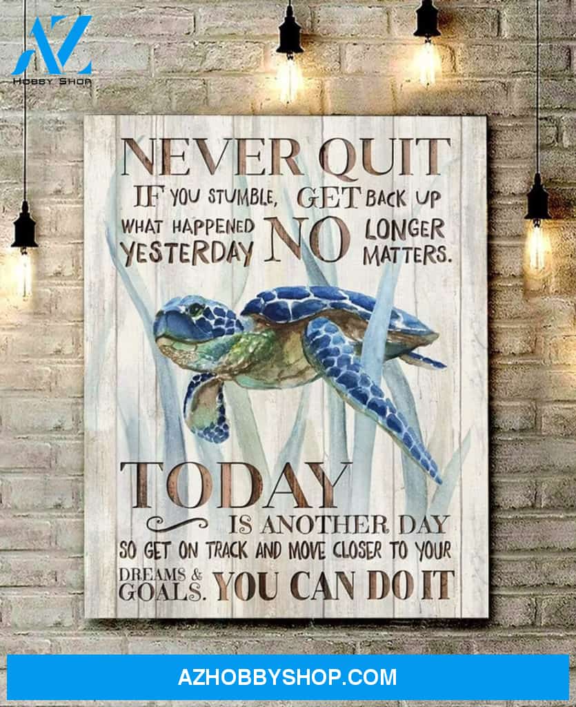 Never Quit Turtle Wall Art Canvas