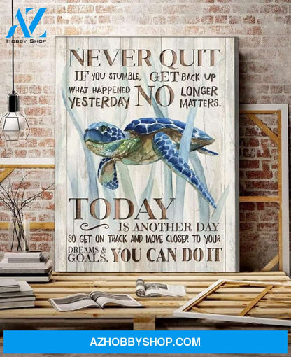 Never Quit Turtle Wall Art Canvas
