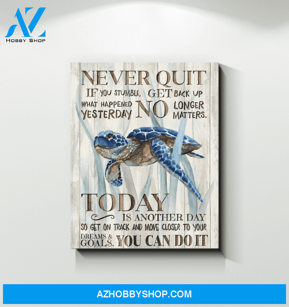 Never Quit Turtle Wall Art Canvas