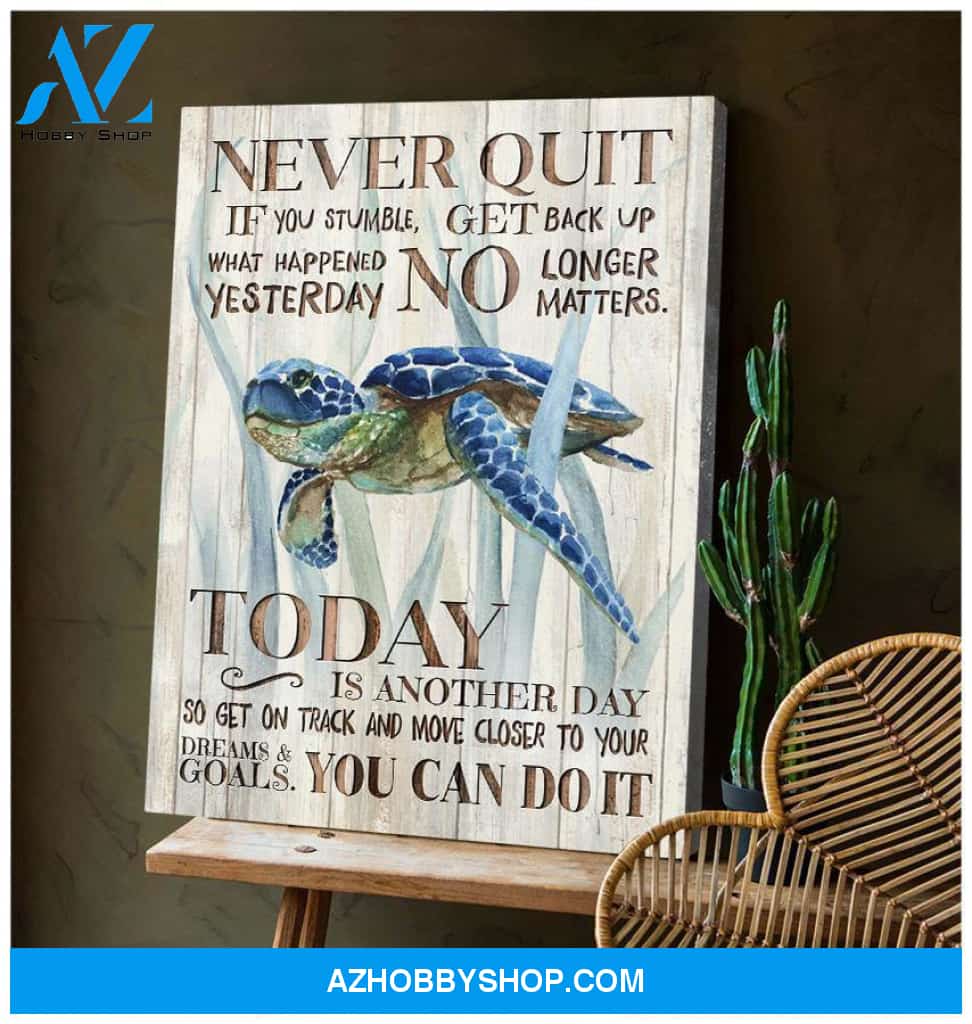 Never Quit Turtle Wall Art Canvas