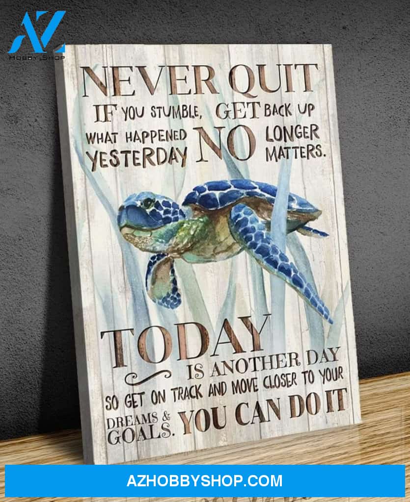 Never Quit Turtle Wall Art Canvas