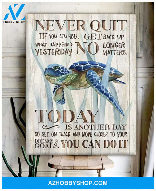 Never Quit Turtle Wall Art Canvas
