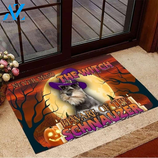 Never The Witch Beware Of Schnauzer Funny Halloween Doormat Gift For Friend Family Home Decor Warm House Gift Welcome Mat Halloween Decor