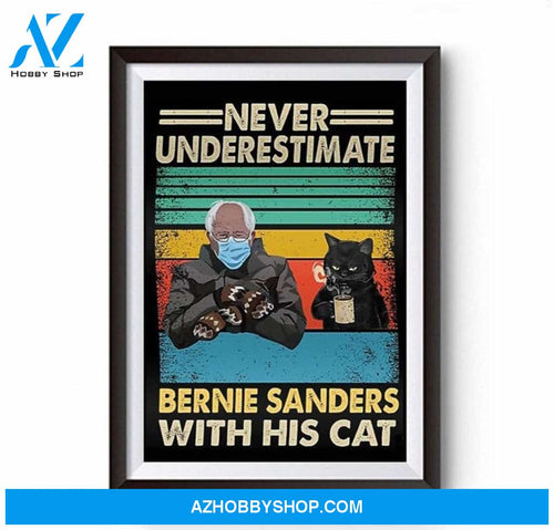 Never Underestimate An Old Man With His Cat Canvas And Poster, Wall Decor Visual Art