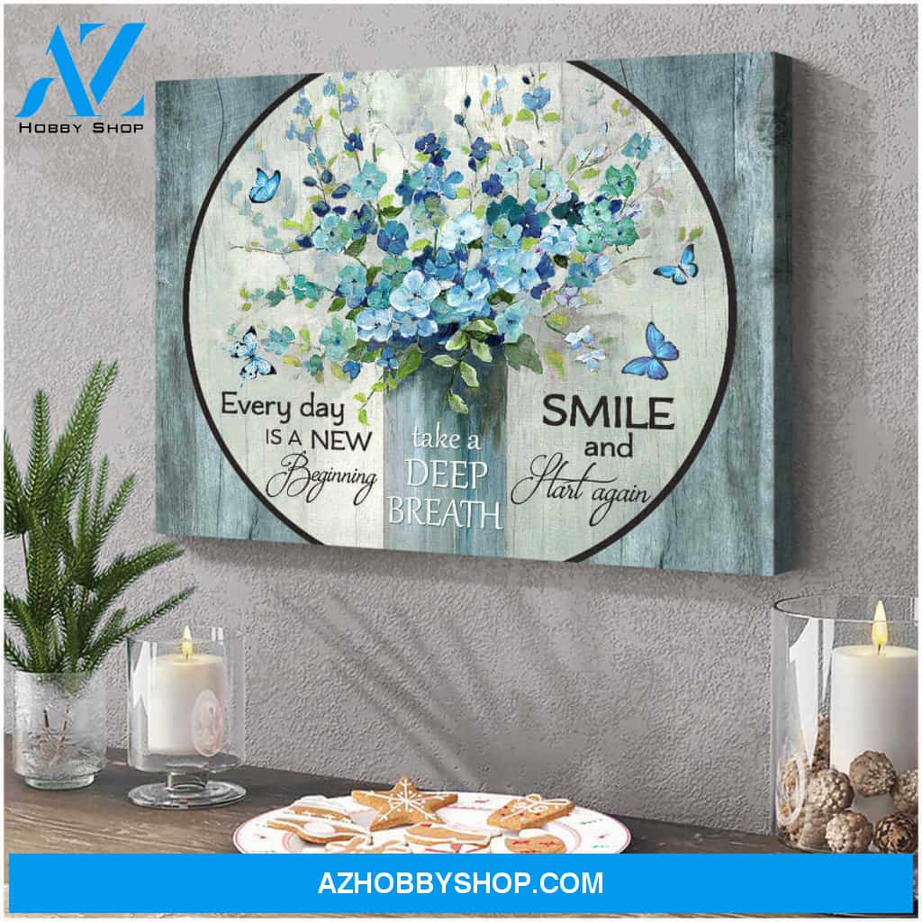 New Beginning Butterfly and Flowers Canvas Wall Art Decor