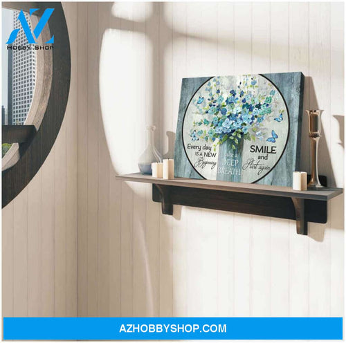 New Beginning Butterfly and Flowers Canvas Wall Art Decor