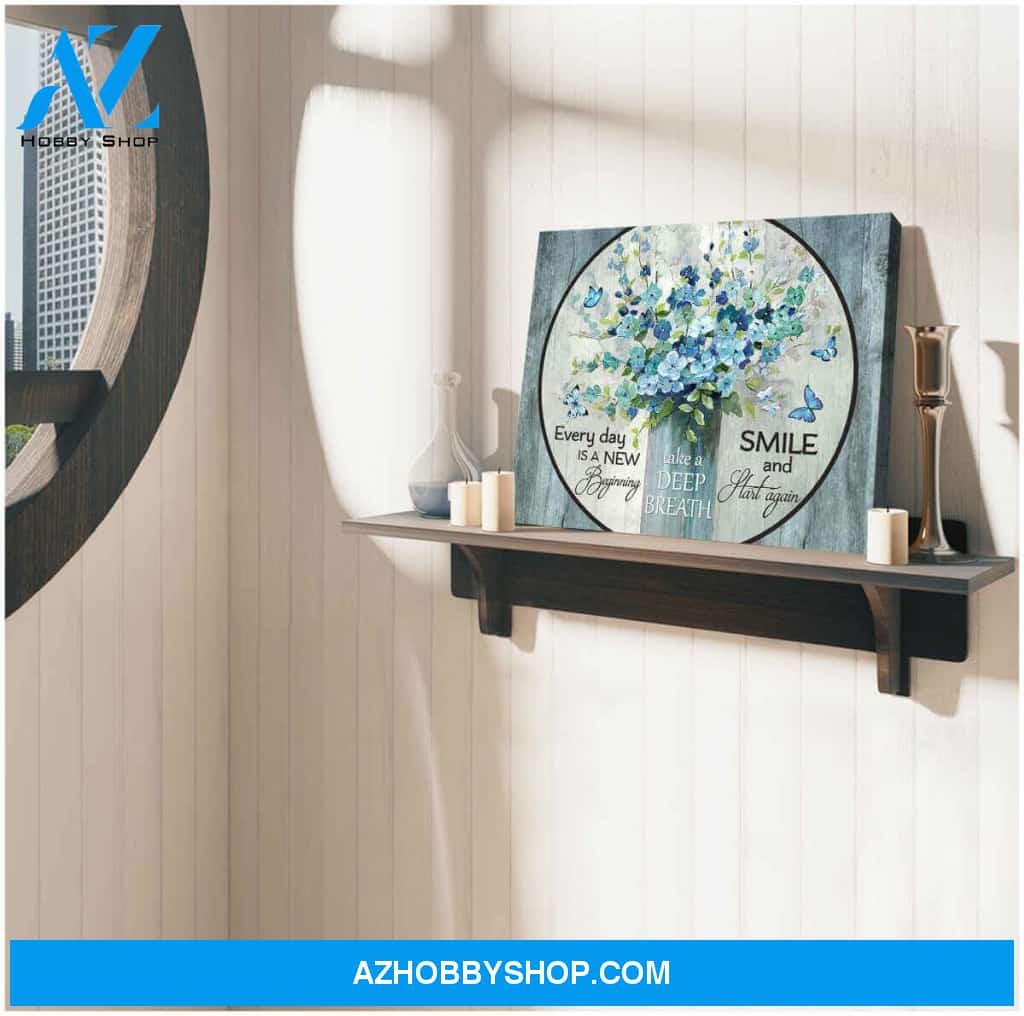 New Beginning Butterfly and Flowers Canvas Wall Art Decor