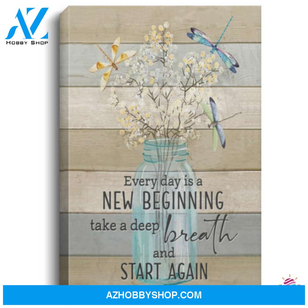Gift For Dragonfly Lover Gift For Bird Lover New Beginning Everyday Dragonfly Home Deco Wall Art Canvas