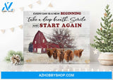 New Beginning Highland Cattle Wall Matte Canvas Christmas Wall Art