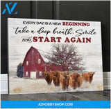 New Beginning Highland Cattle Wall Matte Canvas Christmas Wall Art