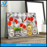 New Beginning Poppy and Hummingbird Canvas Wall Art Decor, hummingbird gift - hummingbird lovers