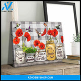 New Beginning Poppy and Hummingbird Canvas Wall Art Decor