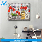 New Beginning Poppy and Hummingbird Canvas Wall Art Decor