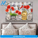 New Beginning Poppy and Hummingbird Canvas Wall Art Decor